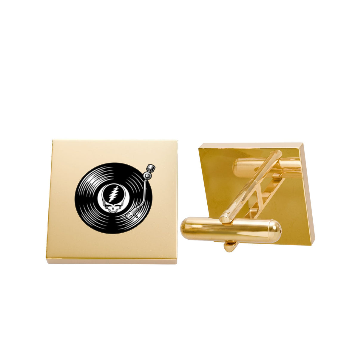 Grateful Dead  Vinyl Record Cufflinks | Gold Square Turntable Record Design