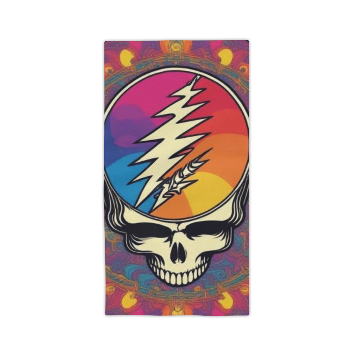 Psychedelic Steal Your Face Skull Beach Towel | Rainbow Lightning Bolt