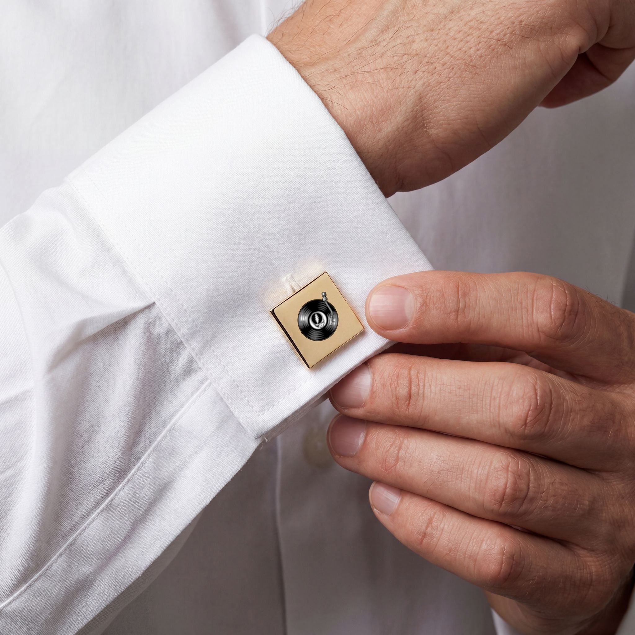 Grateful Dead  Vinyl Record Cufflinks | Gold Square Turntable Record Design