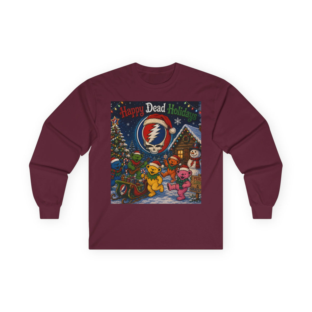 Grateful Dead Holiday Bears Long Sleeve Tee | Happy Dead Holidays Christmas, gift for deadhead