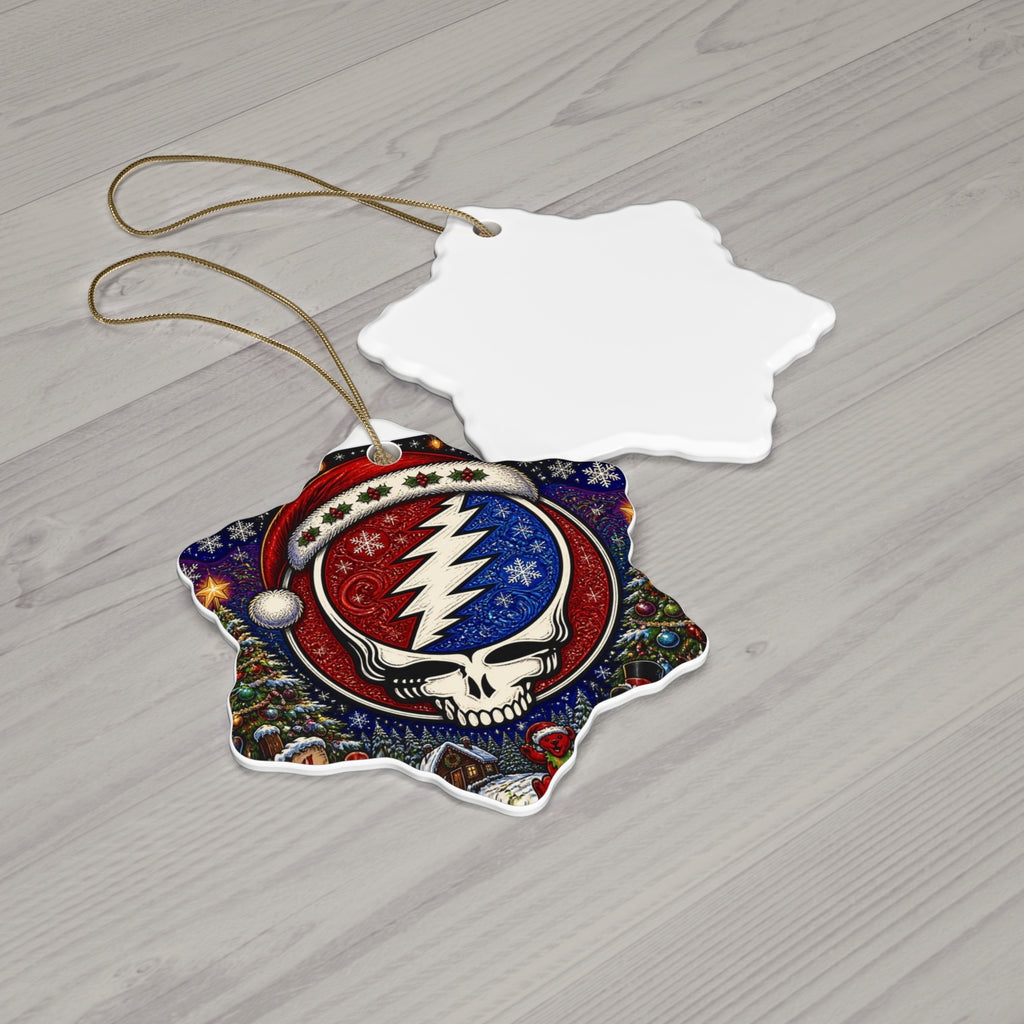 Grateful Dead Steal Your Face Skull Christmas Ornament | Ceramic Star