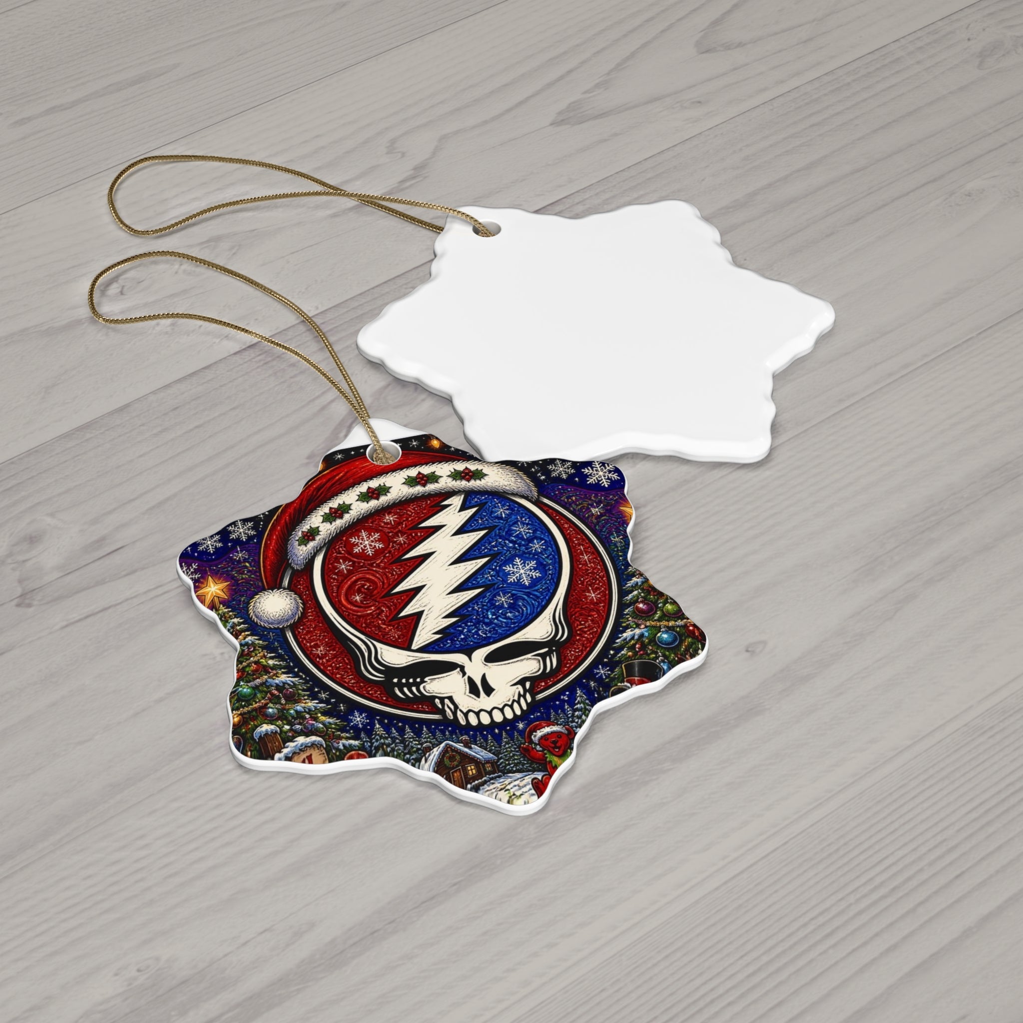 Grateful Dead Steal Your Face Skull Christmas Ornament | Ceramic Star