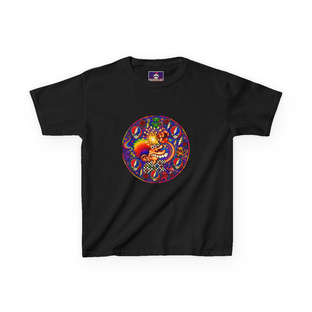 Psychedelic Grateful dead ice cream manKids T-Shirt | Colorful Mandala Circle Design