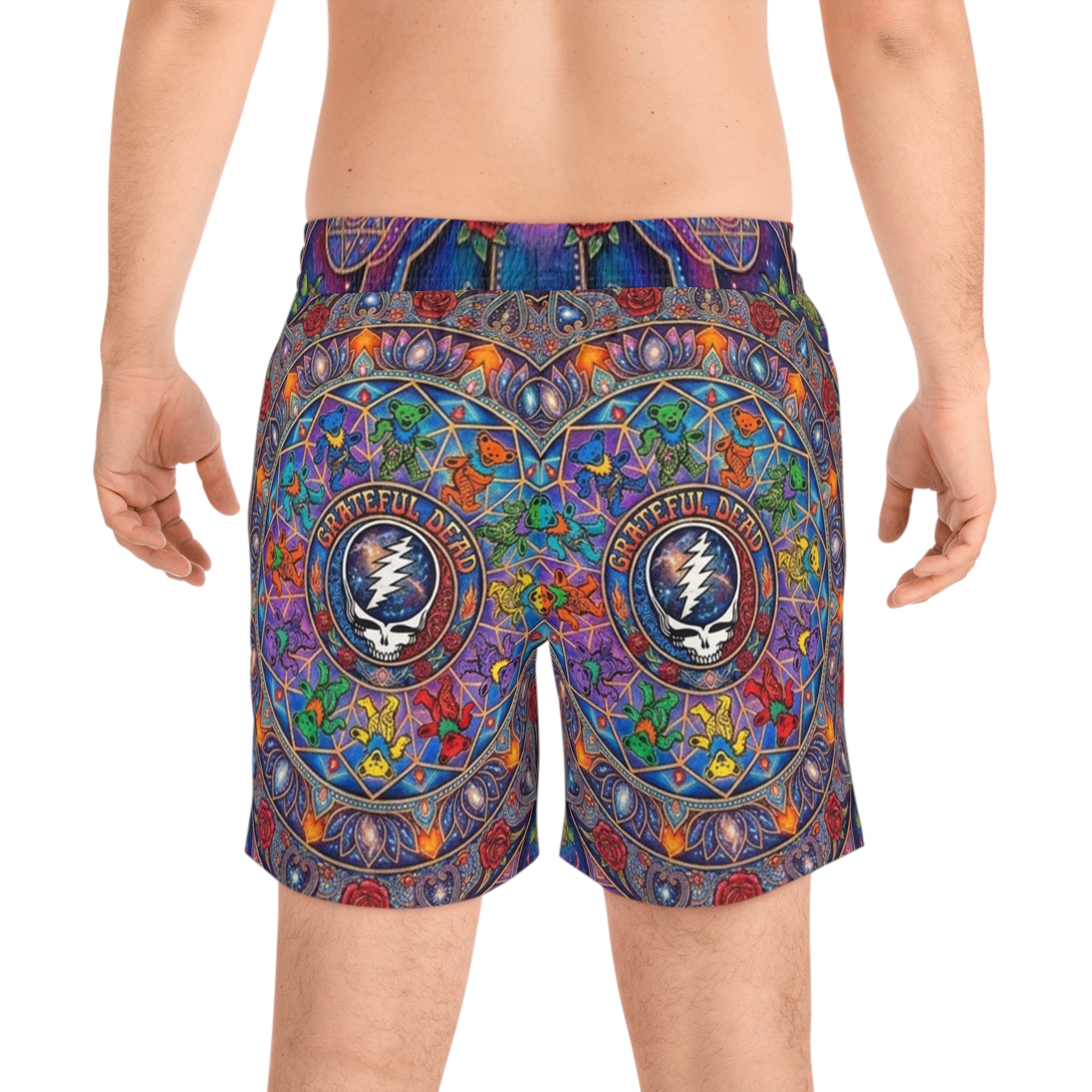 Grateful Dead Colorful Mandala Pattern Swim Shorts | All-Over Print, gift for him, gift for deadhead