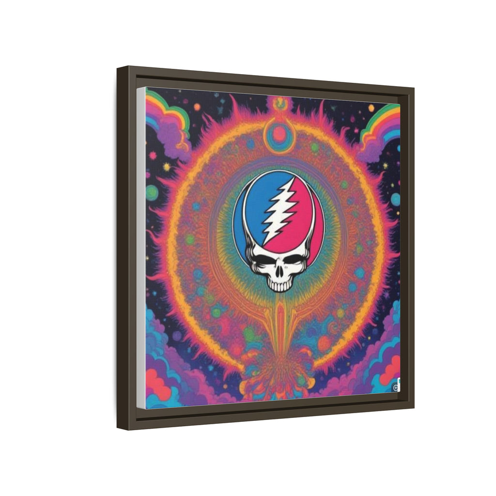 Psychedelic Skull Lightning Bolt Matte Canvas Framed | Colorful Wall Art