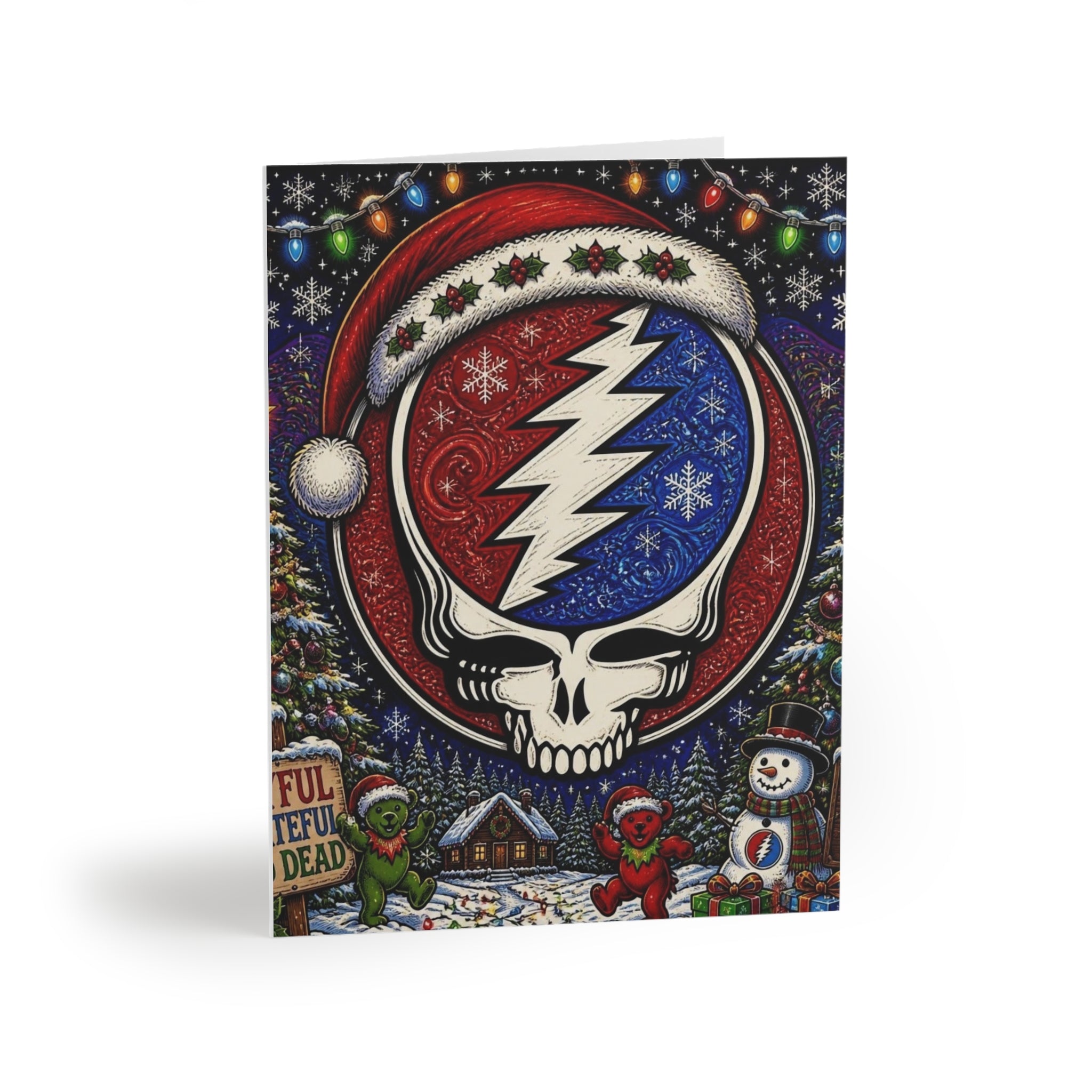 Grateful Dead Steal Your Face Santa Greeting Cards