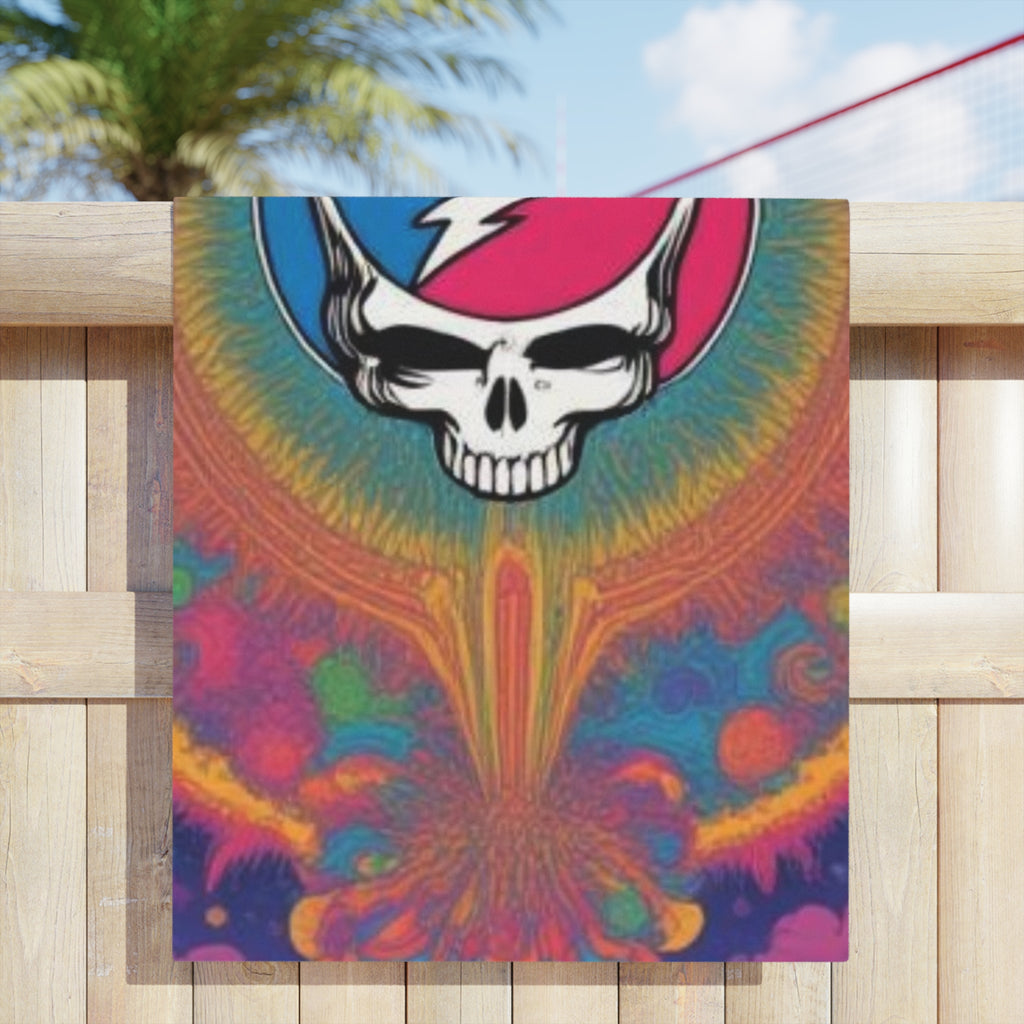 Psychedelic Lightning Skull Beach Towel | Tie-Dye Grateful Dead Inspired