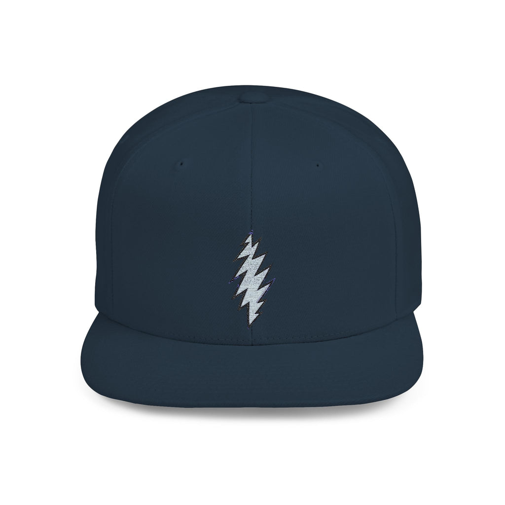 Flat Bill Snapback Cap with Grateful Dead Design, Music Festival Hat, Retro Rocker Accessory, Hippie Concert Gear, Embroidered Snapback Cap