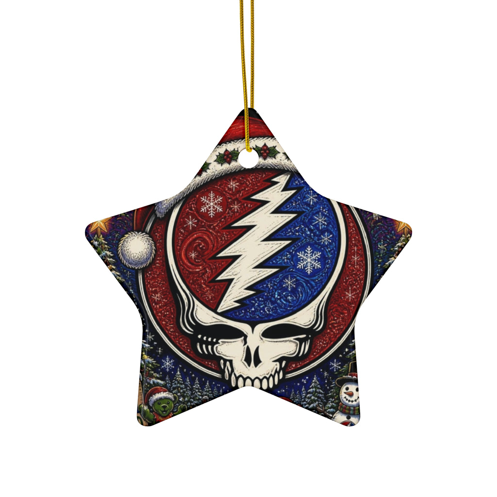 Grateful Dead Steal Your Face Skull Christmas Ornament | Ceramic Star