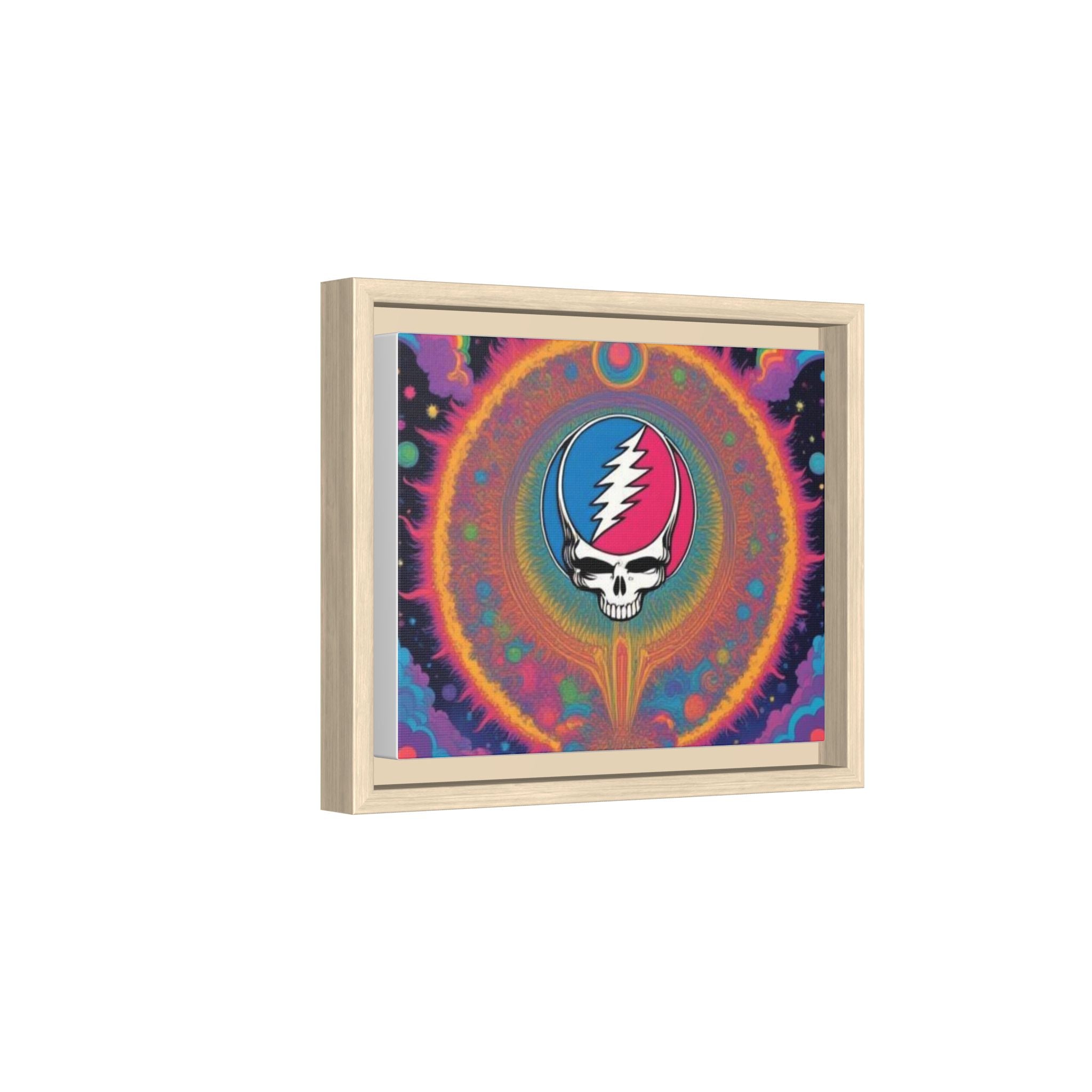 Psychedelic Skull Lightning Bolt Matte Canvas Framed | Colorful Wall Art