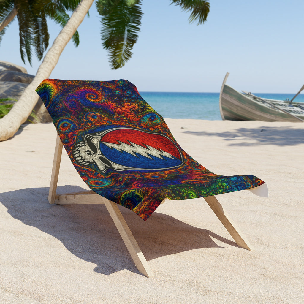 Grateful Dead Steal Your Face Skull Beach Towel | Psychedelic Swirl