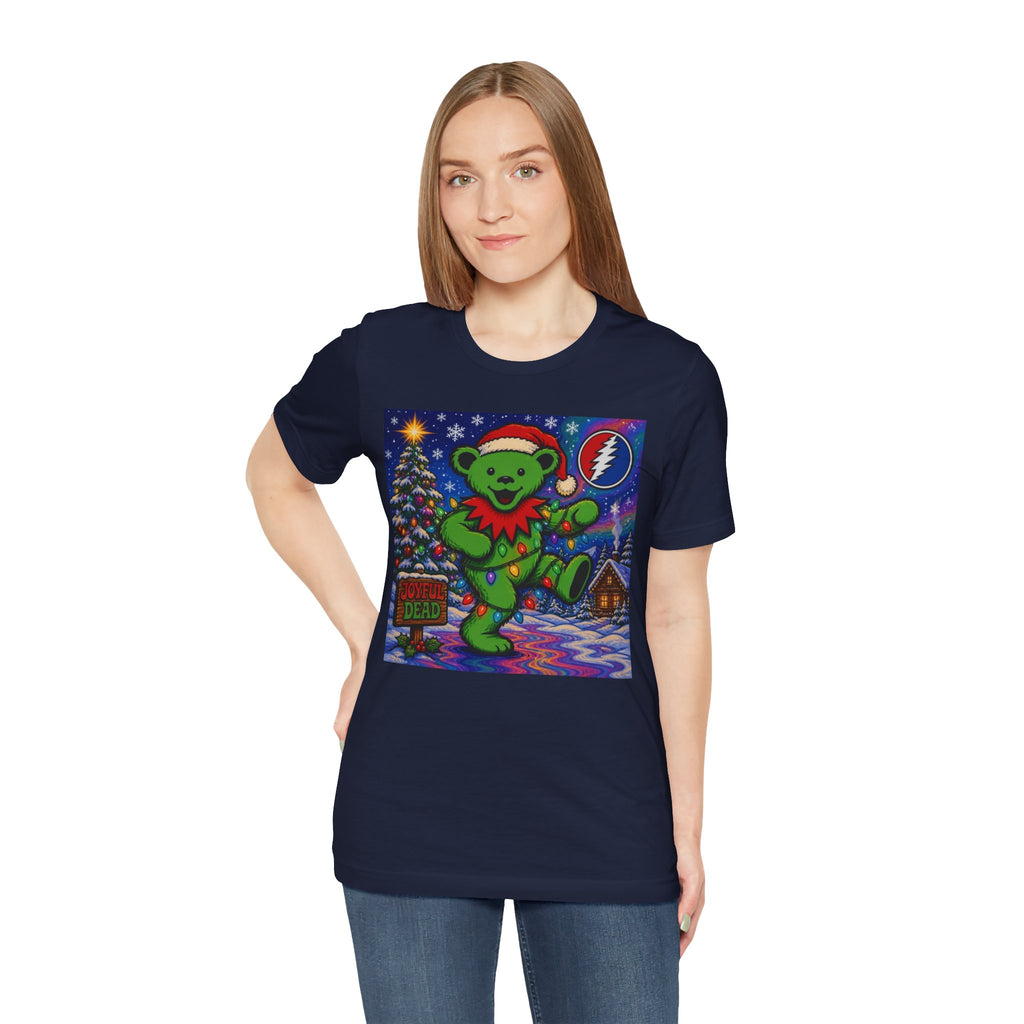 Gift for deadhead, her, him, Dancing Bear Christmas Grateful Dead Tee | Holiday Stealie Graphic