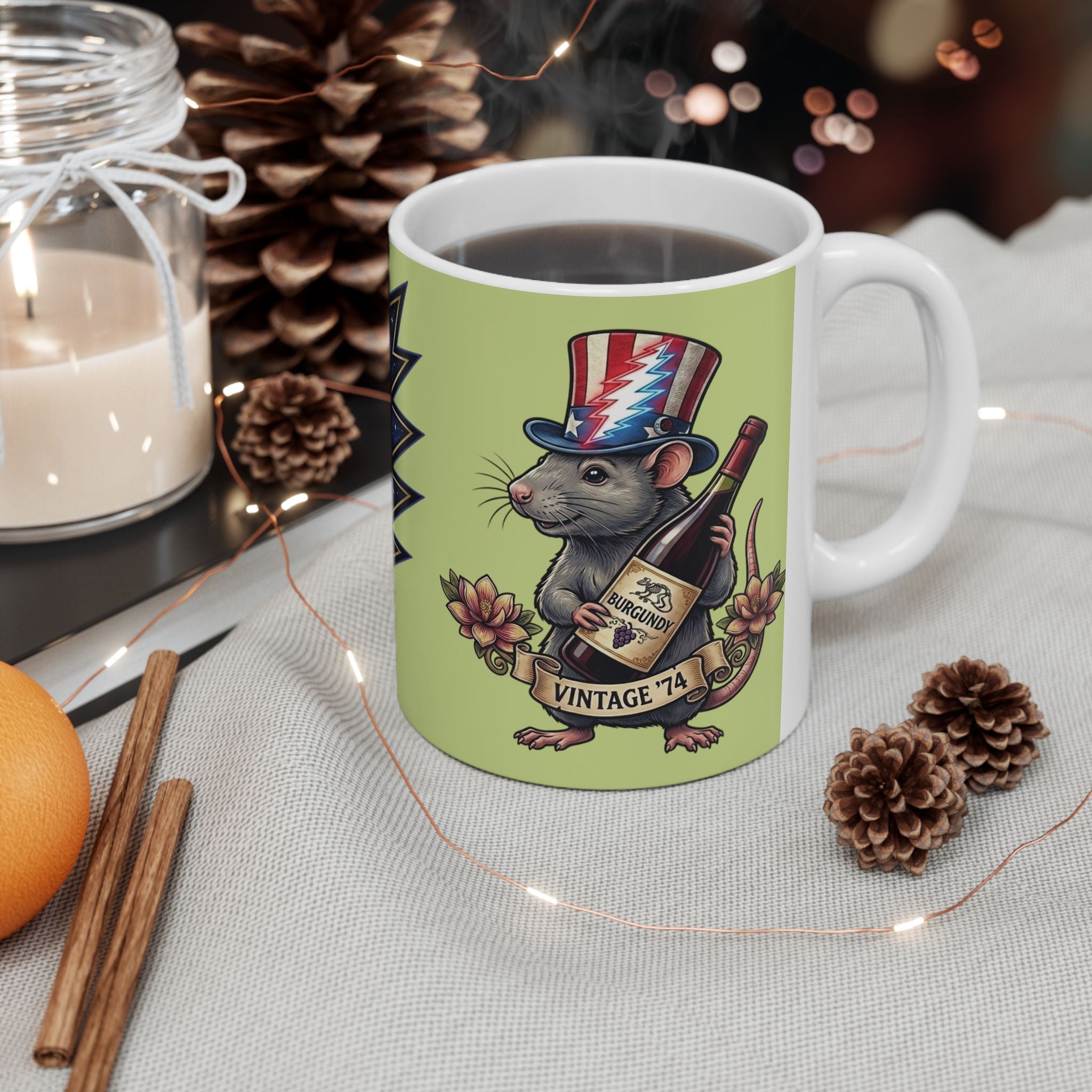 Grateful Dead Wharf Rat  Steal Your Face Skull Mug | Ceramic Coffee Tea Cup, Gift for a deadhead