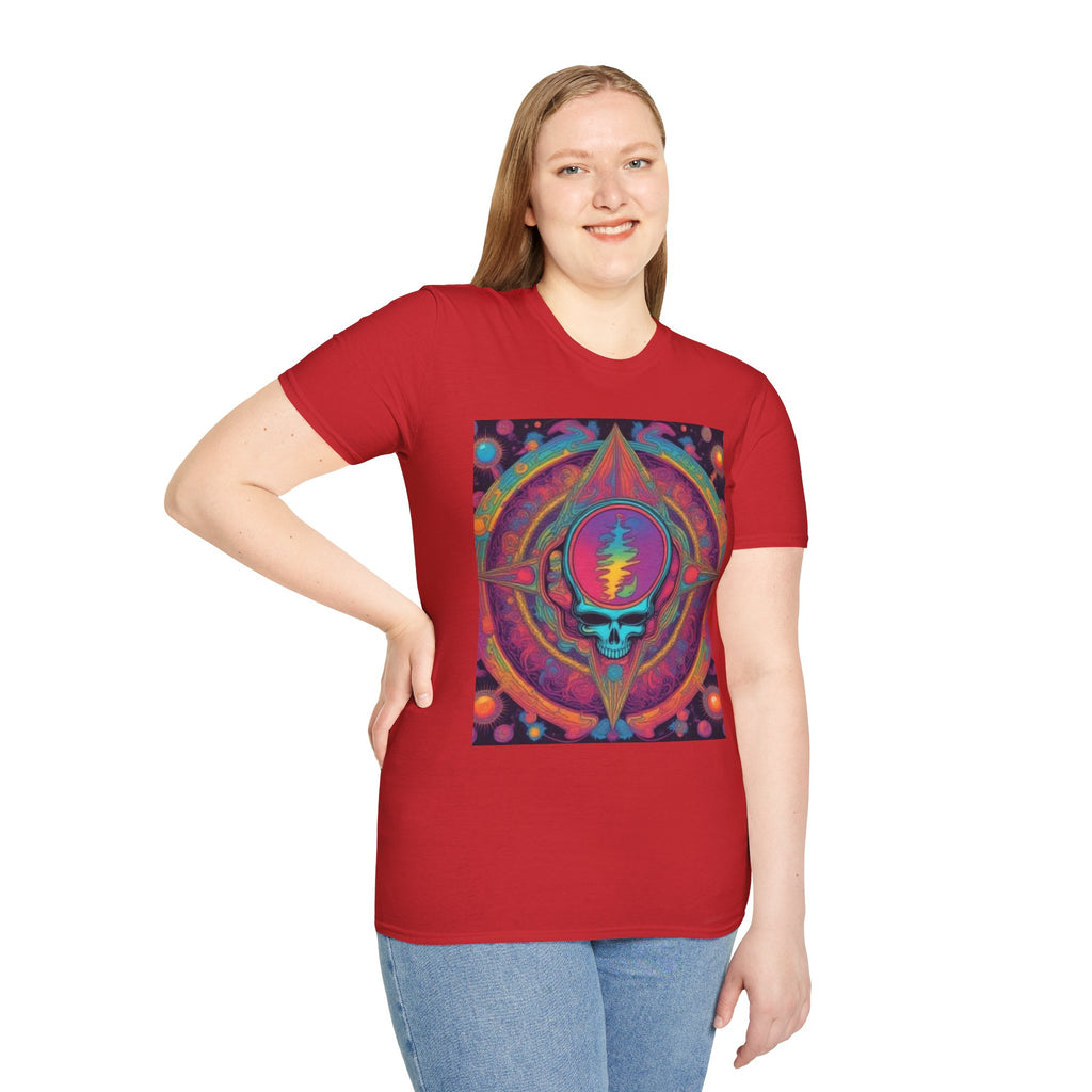 Psychedelic Skull Mandala T-Shirt | Retro Rainbow Grateful Dead Style