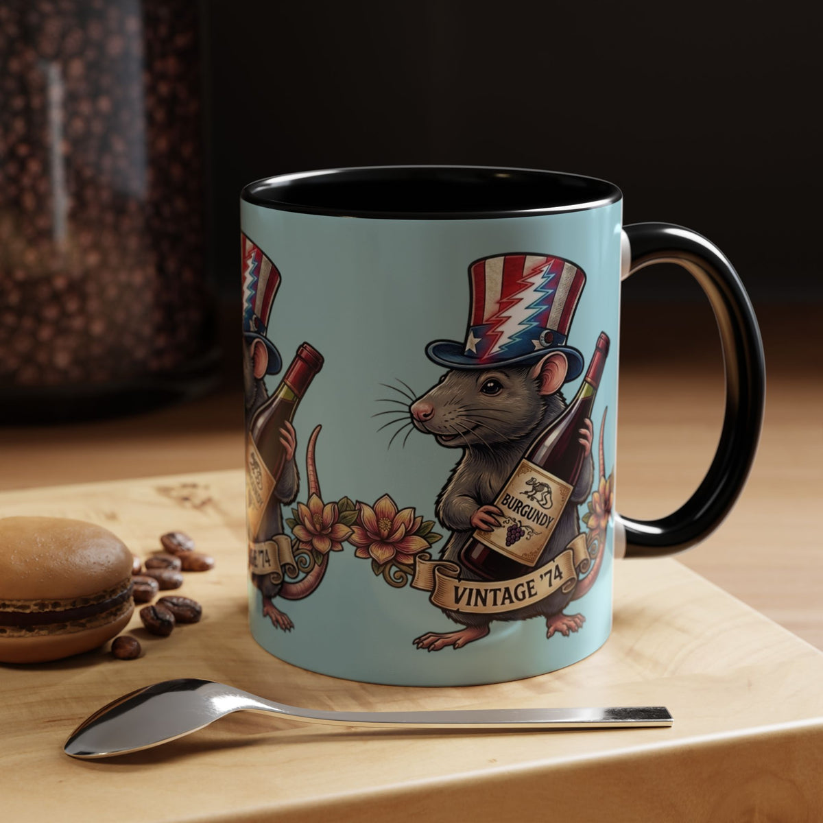 Grateful Dead Wharf rat  Accent Coffee Mug | Vintage '74 , gift for a deadhead dad, mom, friend, brother