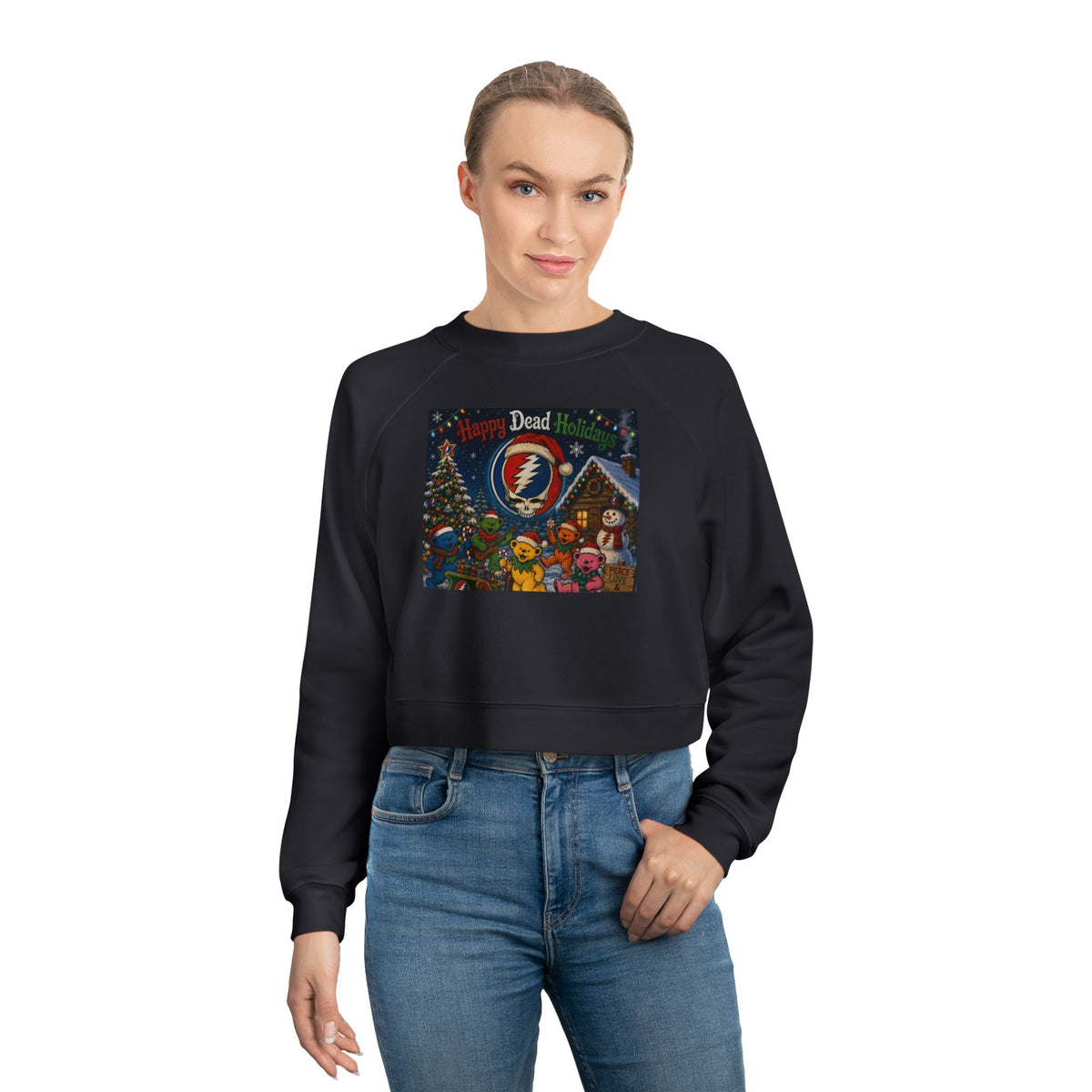Grateful Dead Holiday Album Art Cropped Sweatshirt | Band Christmas Design, gift for deadhead, her