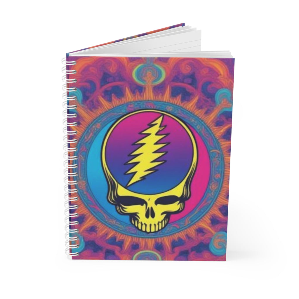 Lightning Skull psychedelic spiral notebook | Grateful Dead inspired journal