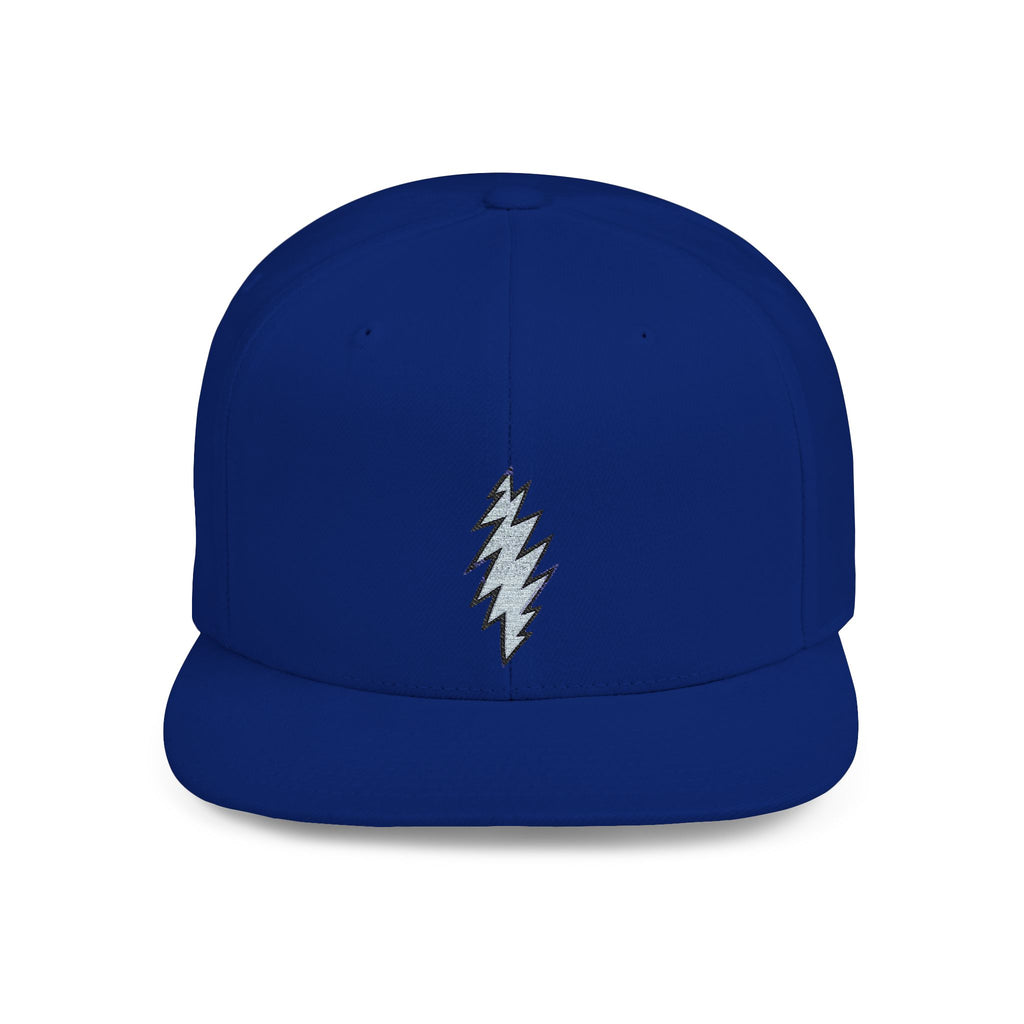 Flat Bill Snapback Cap with Grateful Dead Design, Music Festival Hat, Retro Rocker Accessory, Hippie Concert Gear, Embroidered Snapback Cap
