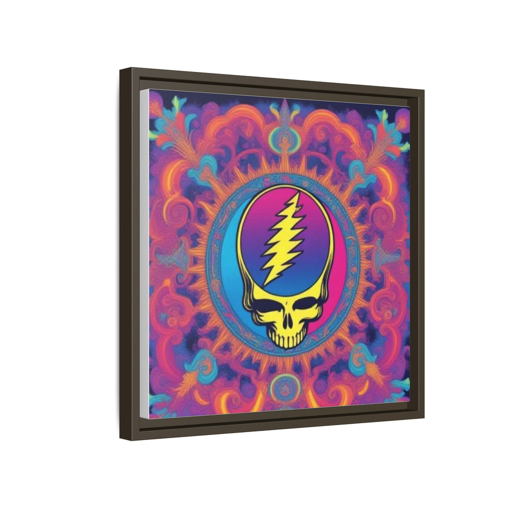 Psychedelic Steal Your Face Skull Matte Canvas Framed | Colorful Mandala Wall Art
