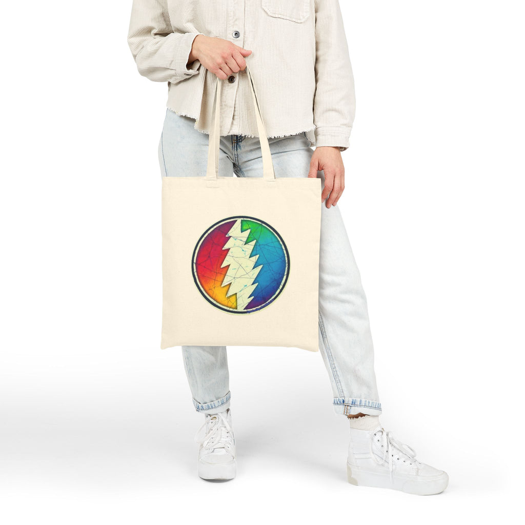 Rainbow Steal Your Face Tote Bag | Grateful Dead Lightning Bolt Canvas