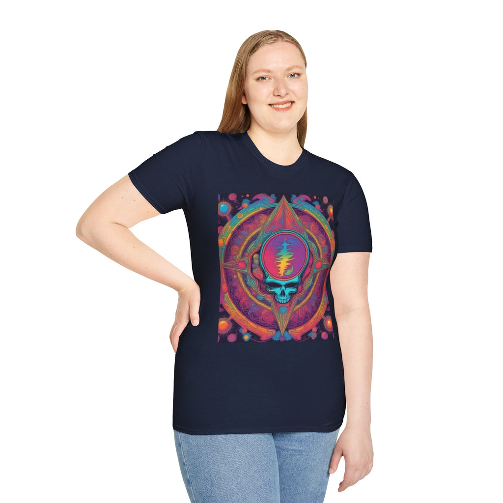 Psychedelic Skull Mandala T-Shirt | Retro Rainbow Grateful Dead Style
