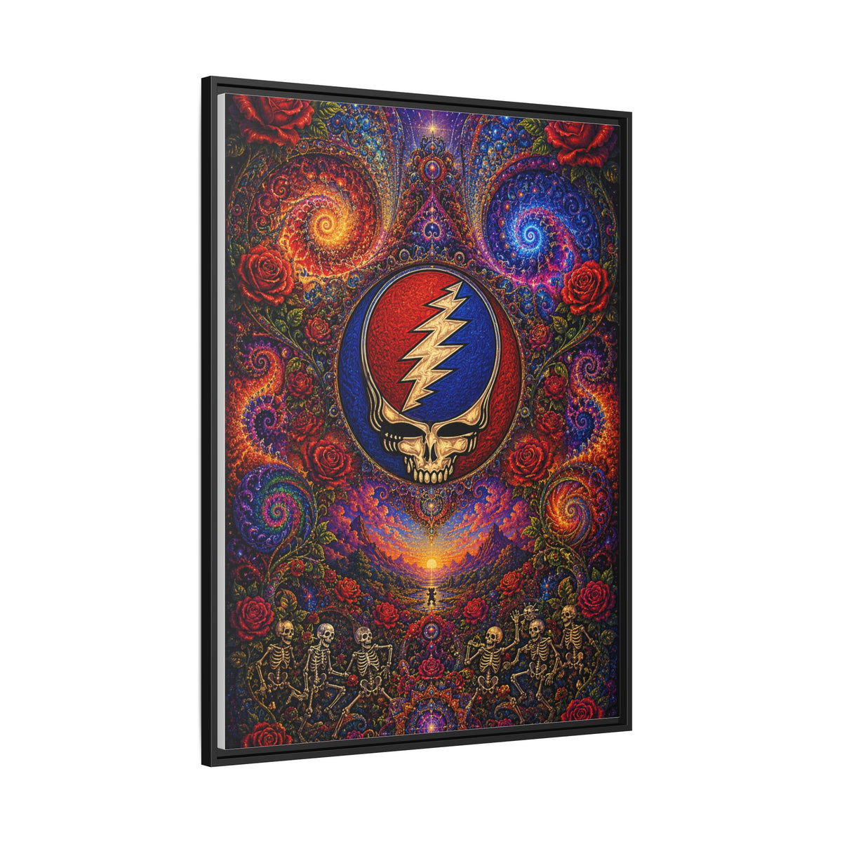 Steal Your Face Skull Lightning Canvas Framed Wall Art | Matte Framed Canvas, Grateful Dead, gift for a deadhead