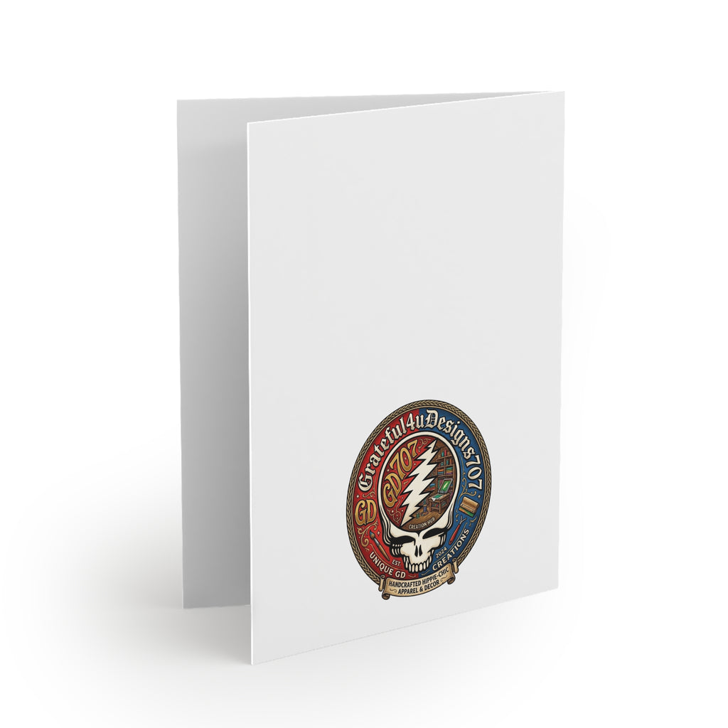 Grateful Dead skull with snowglobe Santa Greeting Cards | holiday stationery