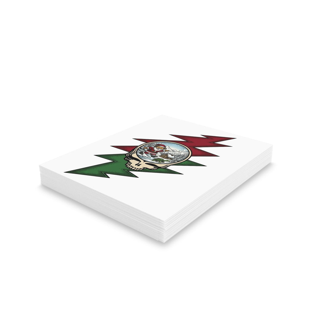 Grateful Dead skull with snowglobe Santa Greeting Cards | holiday stationery