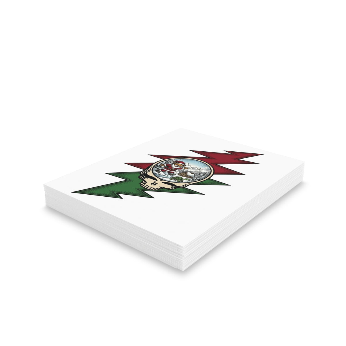 Grateful Dead skull with snowglobe Santa Greeting Cards | holiday stationery
