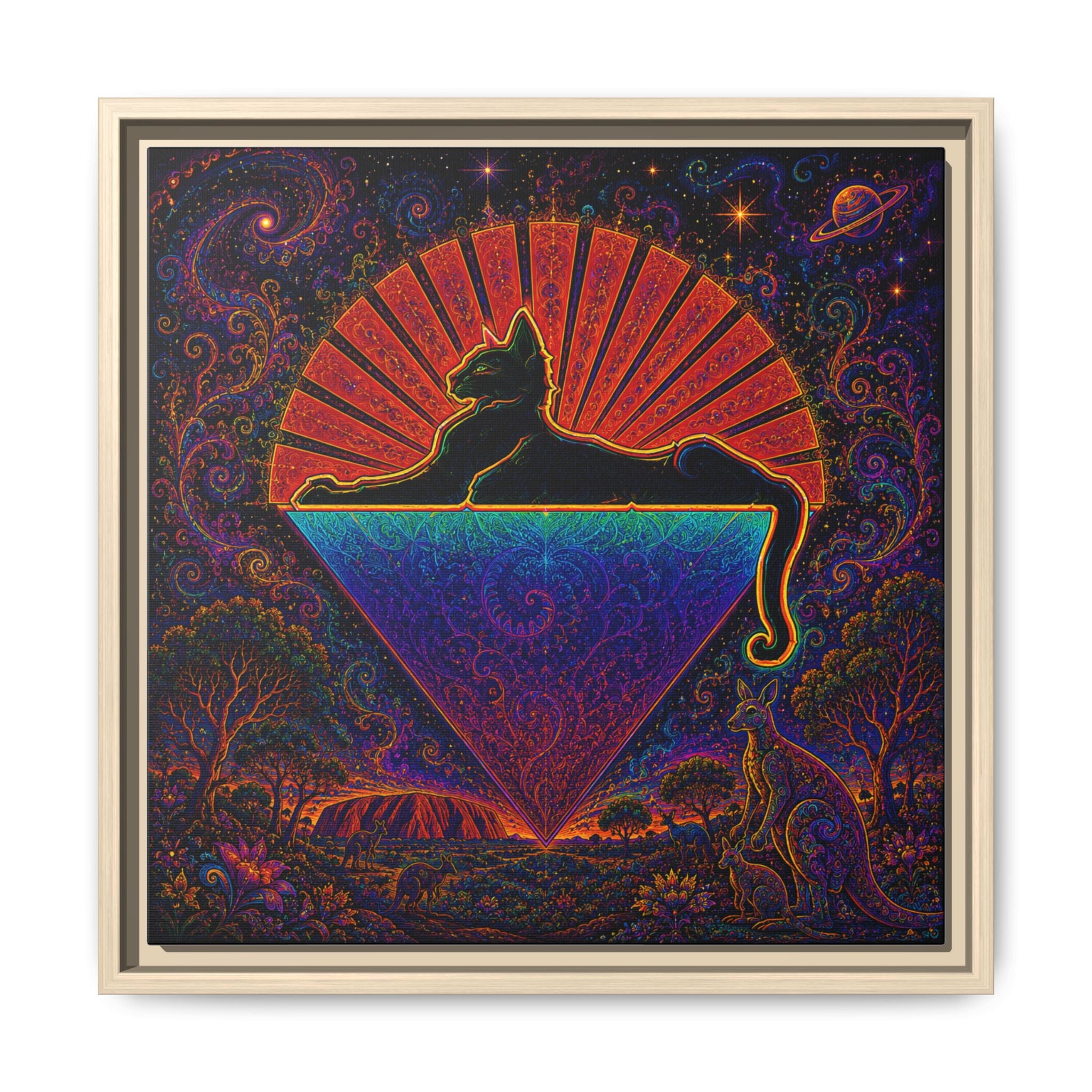 Cats down under the stars Mystic Cat Silhouette Canvas