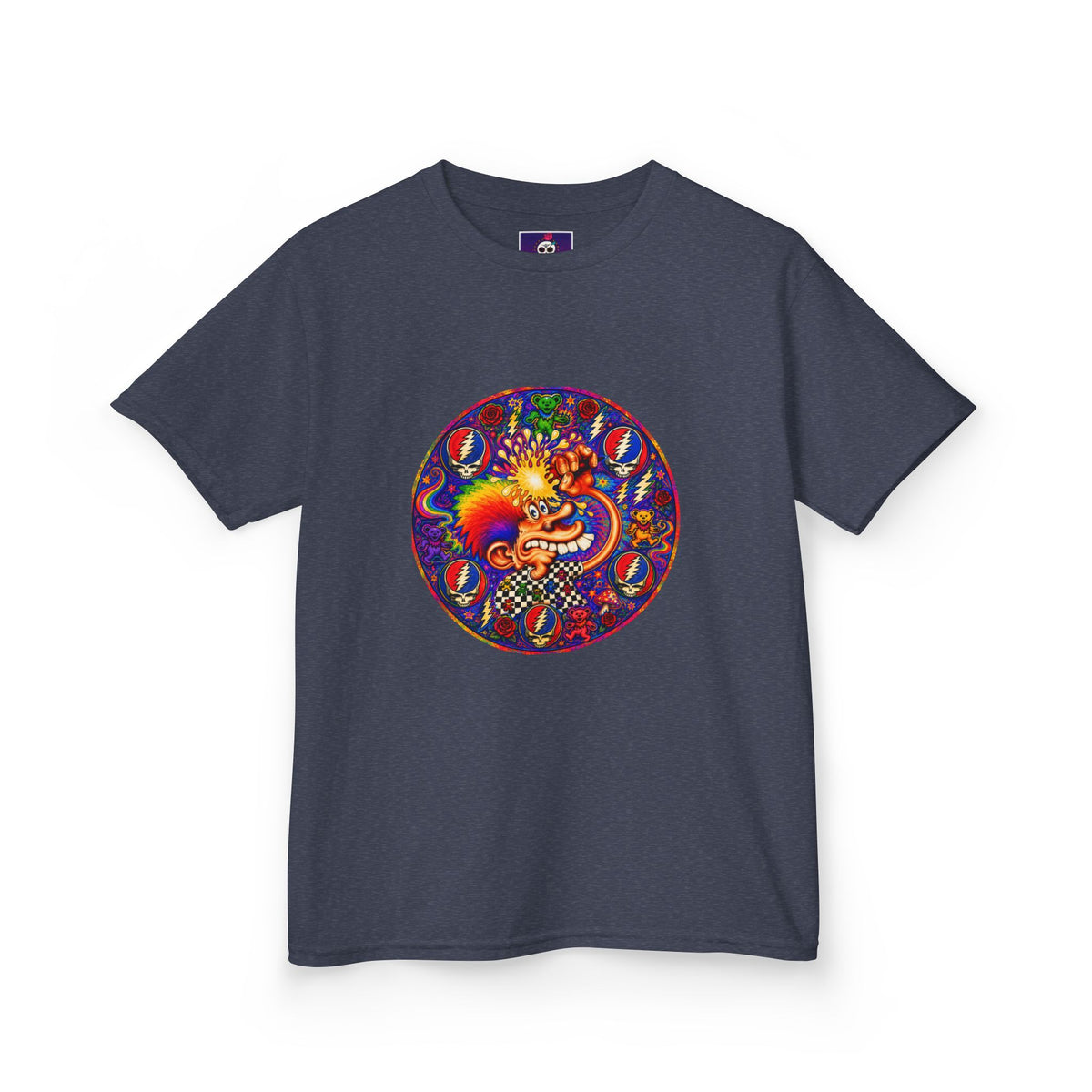 Psychedelic Grateful dead ice cream manKids T-Shirt | Colorful Mandala Circle Design