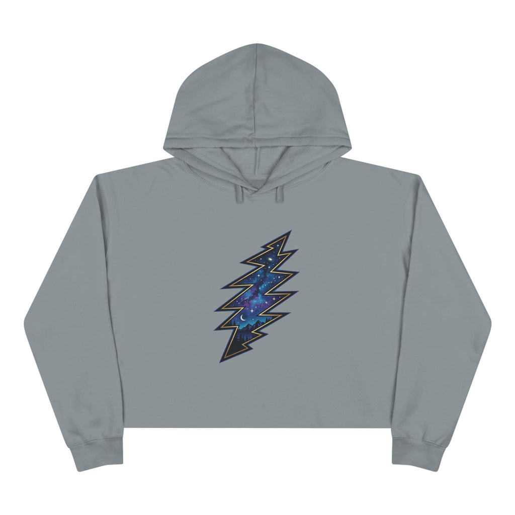 Grateful Dead Galaxy Lightning Bolt Crop Hoodie | Space Thunderbolt Cropped Sweatshirt