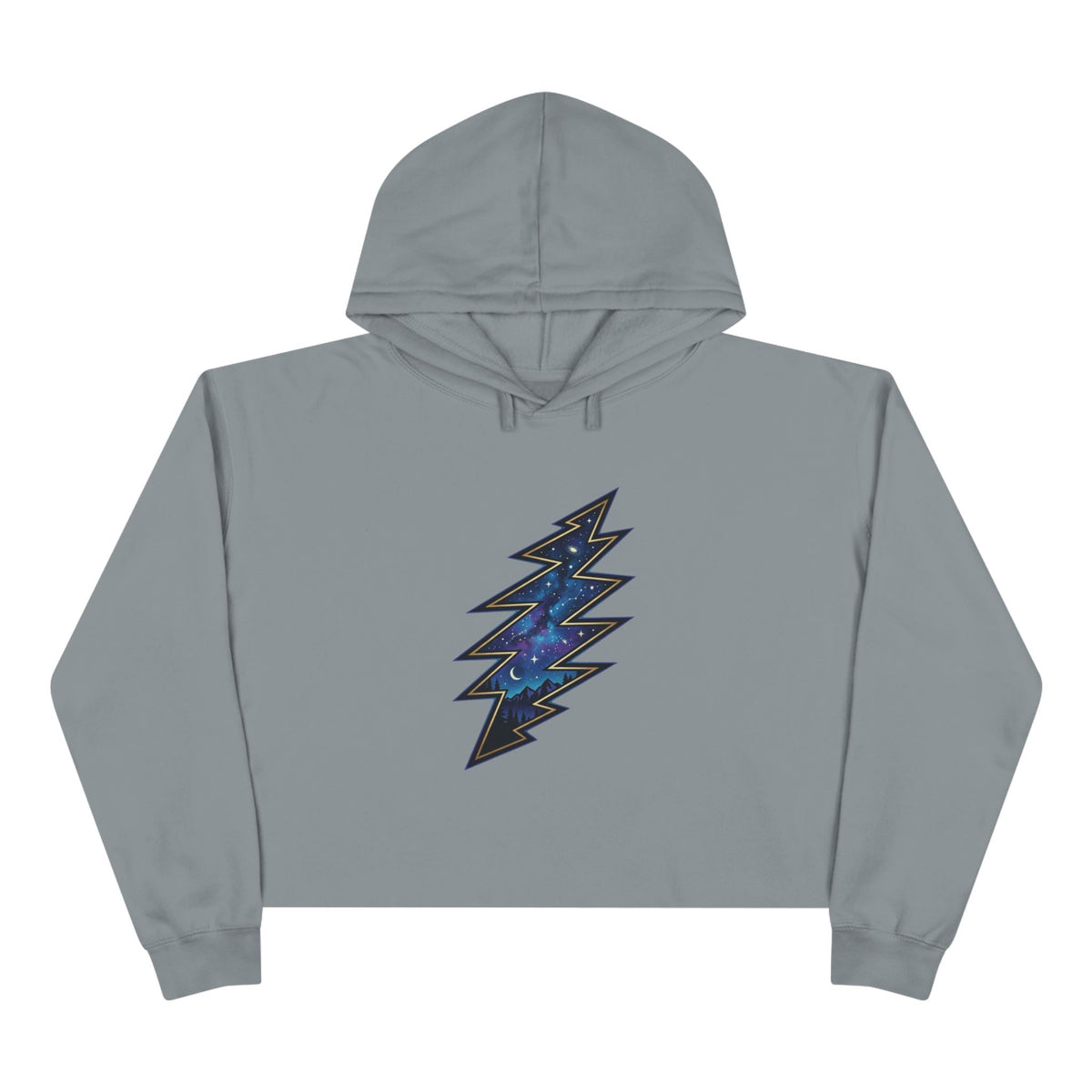 Grateful Dead Galaxy Lightning Bolt Crop Hoodie | Space Thunderbolt Cropped Sweatshirt