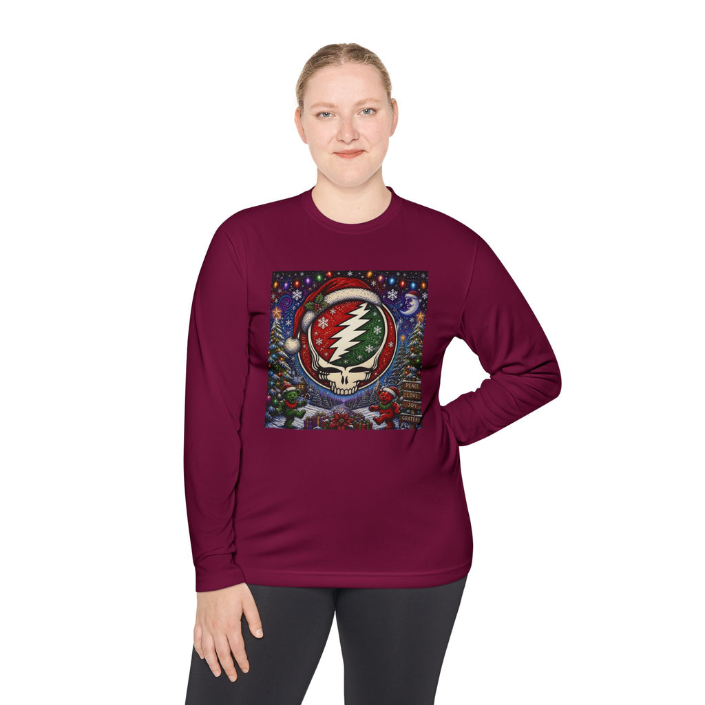 Grateful Dead, gift for a deadhead, Santa Steal Your Face Skull Long Sleeve Tee | Holiday Grateful Dead Tee