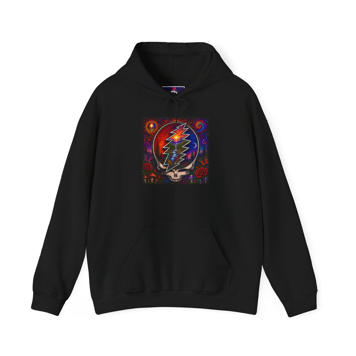 Psychedelic Steal Your Face Skull Hoodie | Grateful Dead Lightning Bolt, Rainbow Cosmic Art