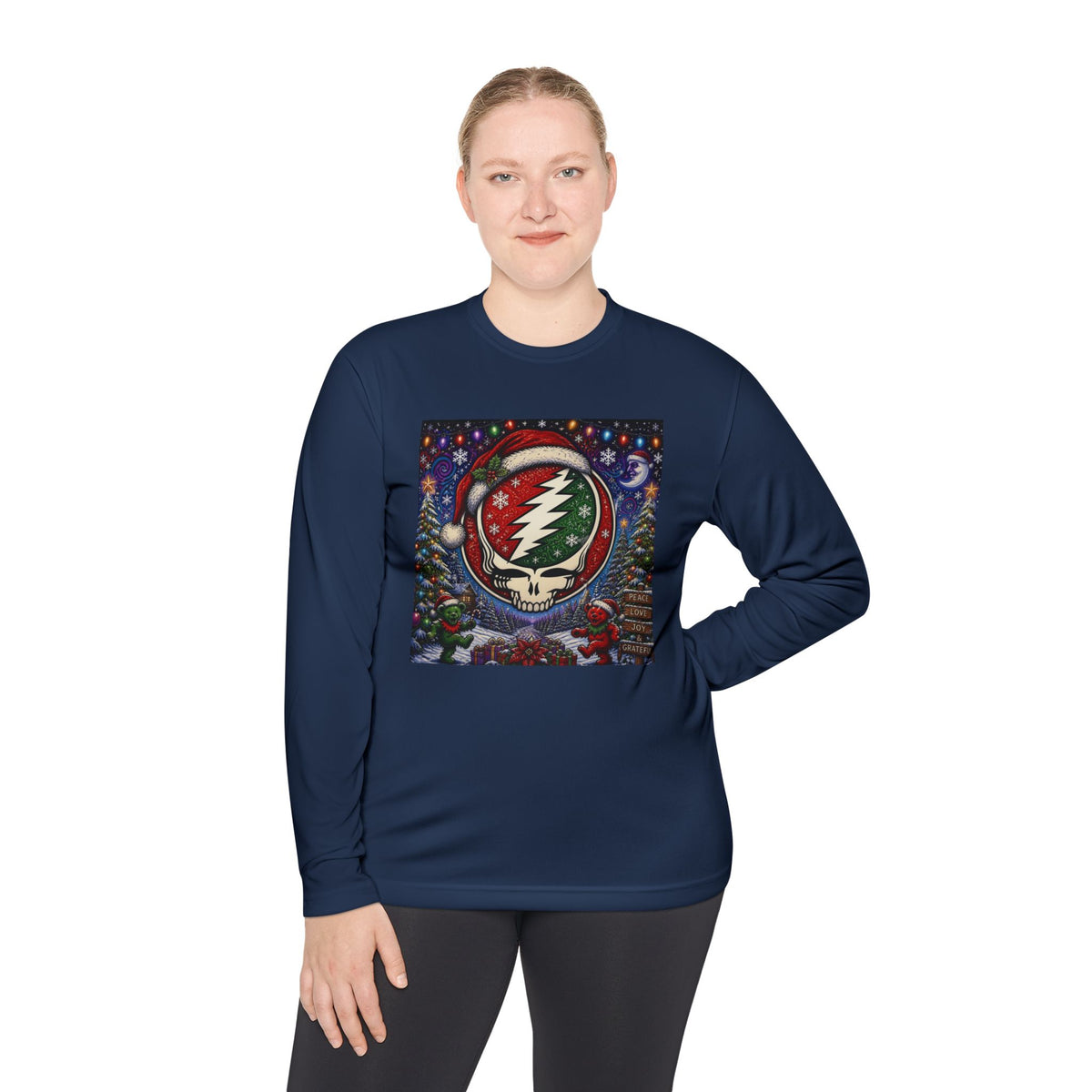 Grateful Dead, gift for a deadhead, Santa Steal Your Face Skull Long Sleeve Tee | Holiday Grateful Dead Tee