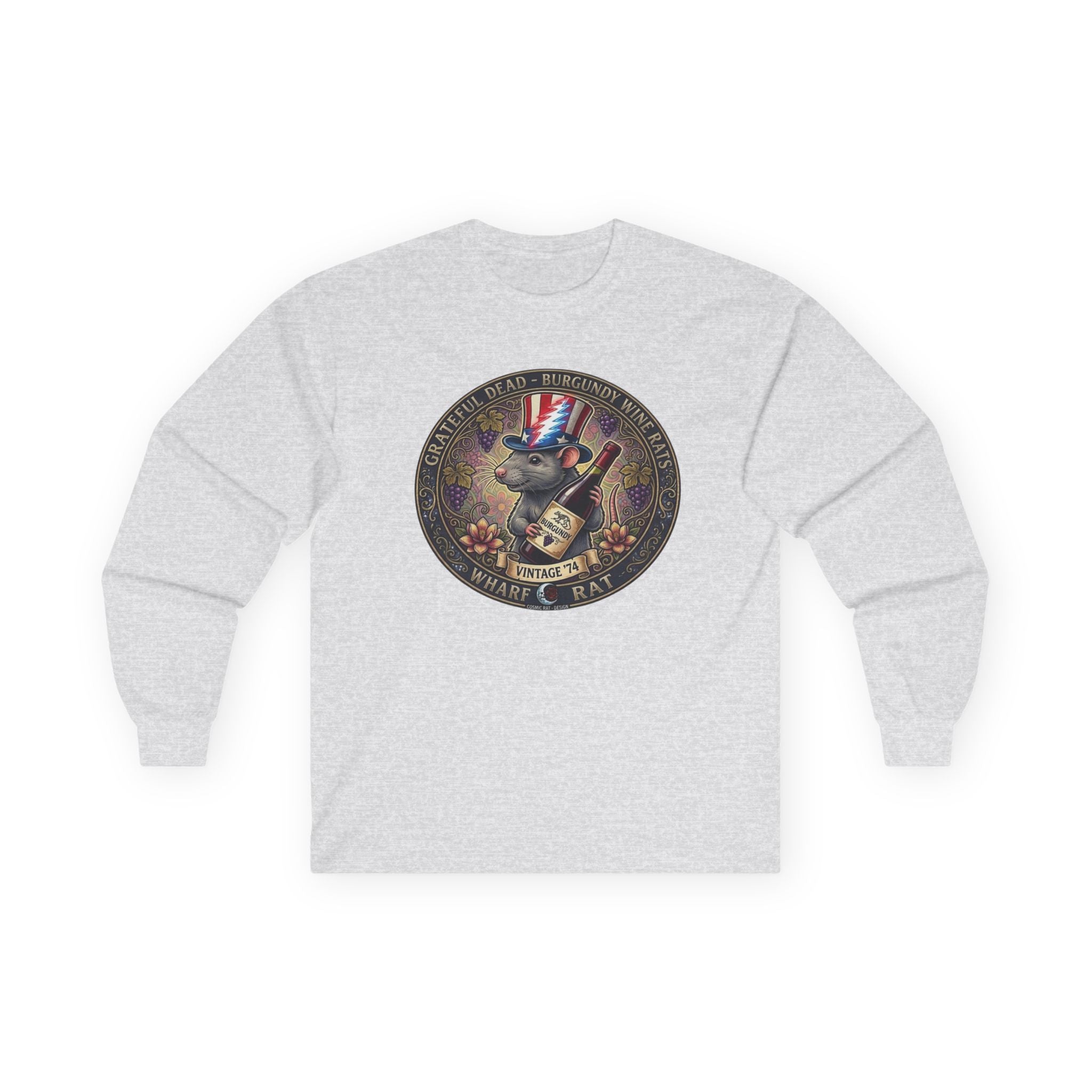 Grateful Dead Wharf Rat Long Sleeve Tee | Americana Skull Badge, Gift for Deadhead dad, brother, sister, mother