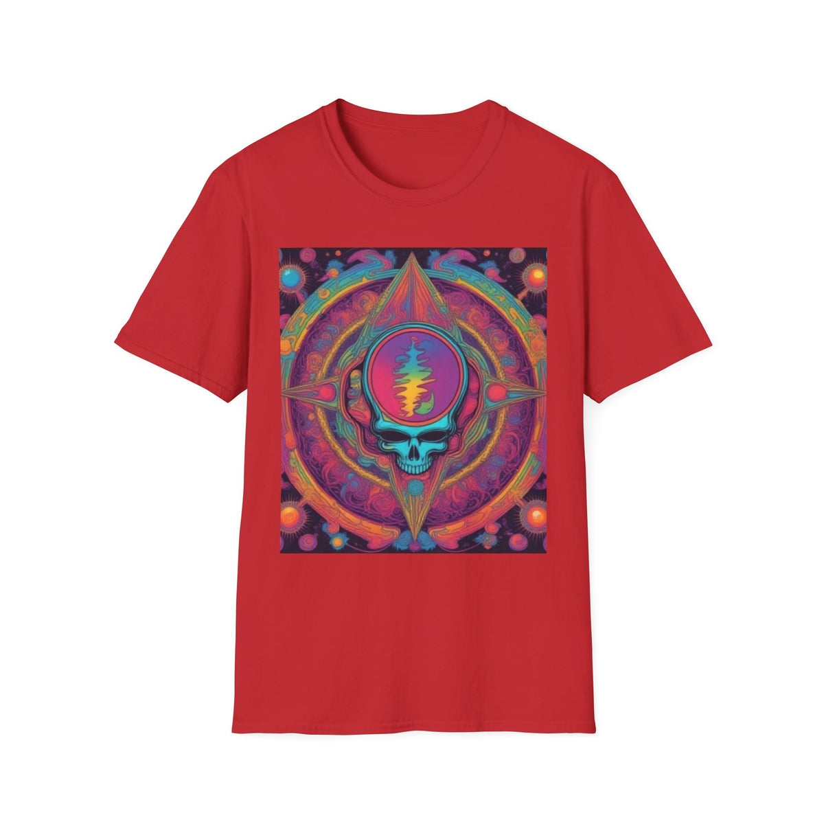 Psychedelic Skull Mandala T-Shirt | Retro Rainbow Grateful Dead Style