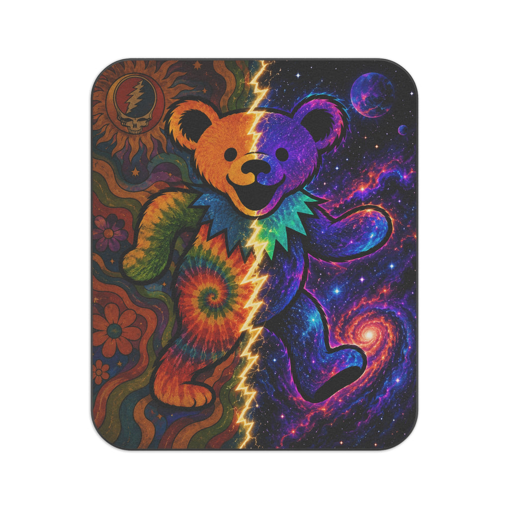 Tie-Dye Grateful Dead Bear Picnic Blanket | Psychedelic Galaxy, Retro Sunflower Design, gift for a deadhead, family, new mom