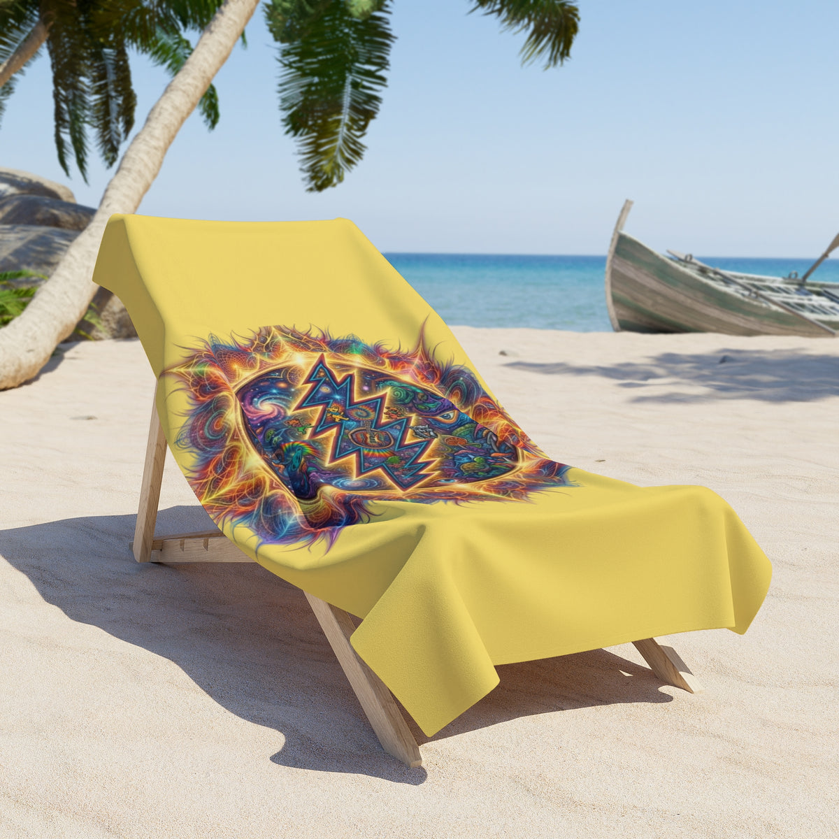 Woodland Lightning Bolt Beach Towel | Grateful Dead Surf Design