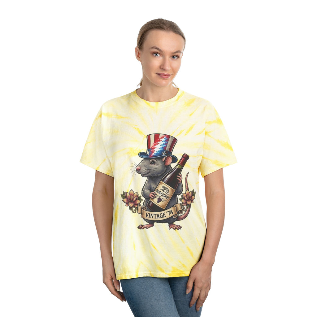 Grateful Dead Wharf Rat Tee | Yellow Tie-Dye Spiral, gift for a deadhead dad, friend, brother, grandpa