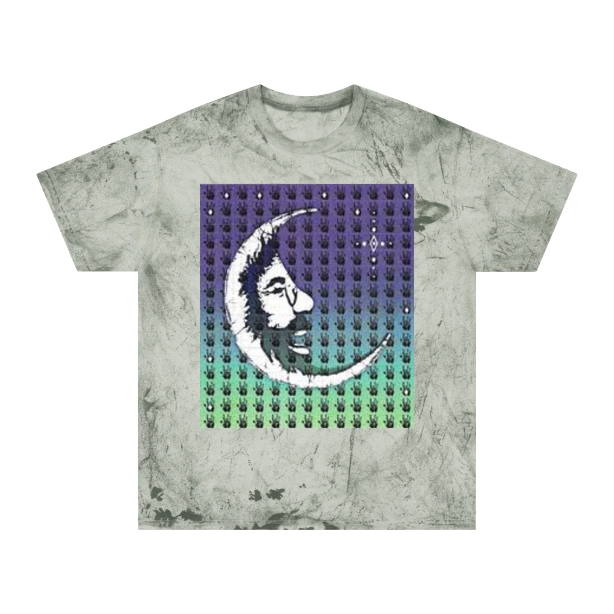 Jerry Garcia blotter Crescent Moon Face Graphic T-Shirt | Gradient Dot Square Print