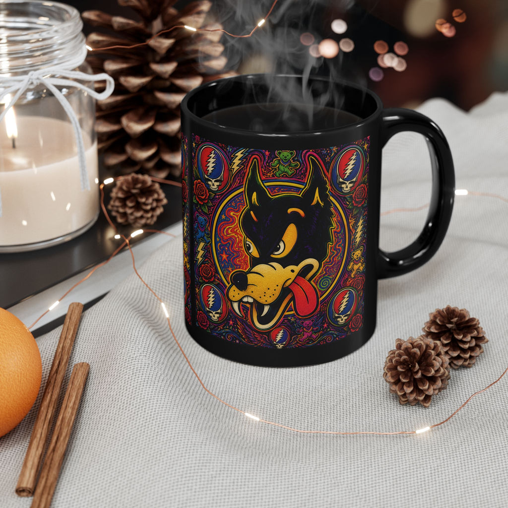 Psychedelic Dire  Wolf Grateful Dead  Art Mug | Black 11oz 15oz