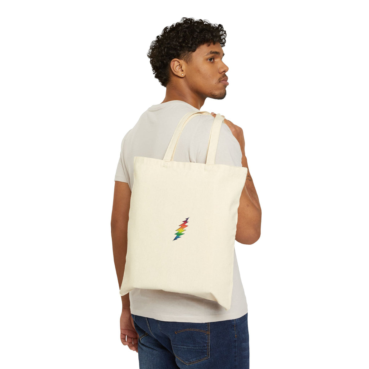 Rainbow Steal Your Face Tote Bag | Grateful Dead Lightning Bolt Canvas