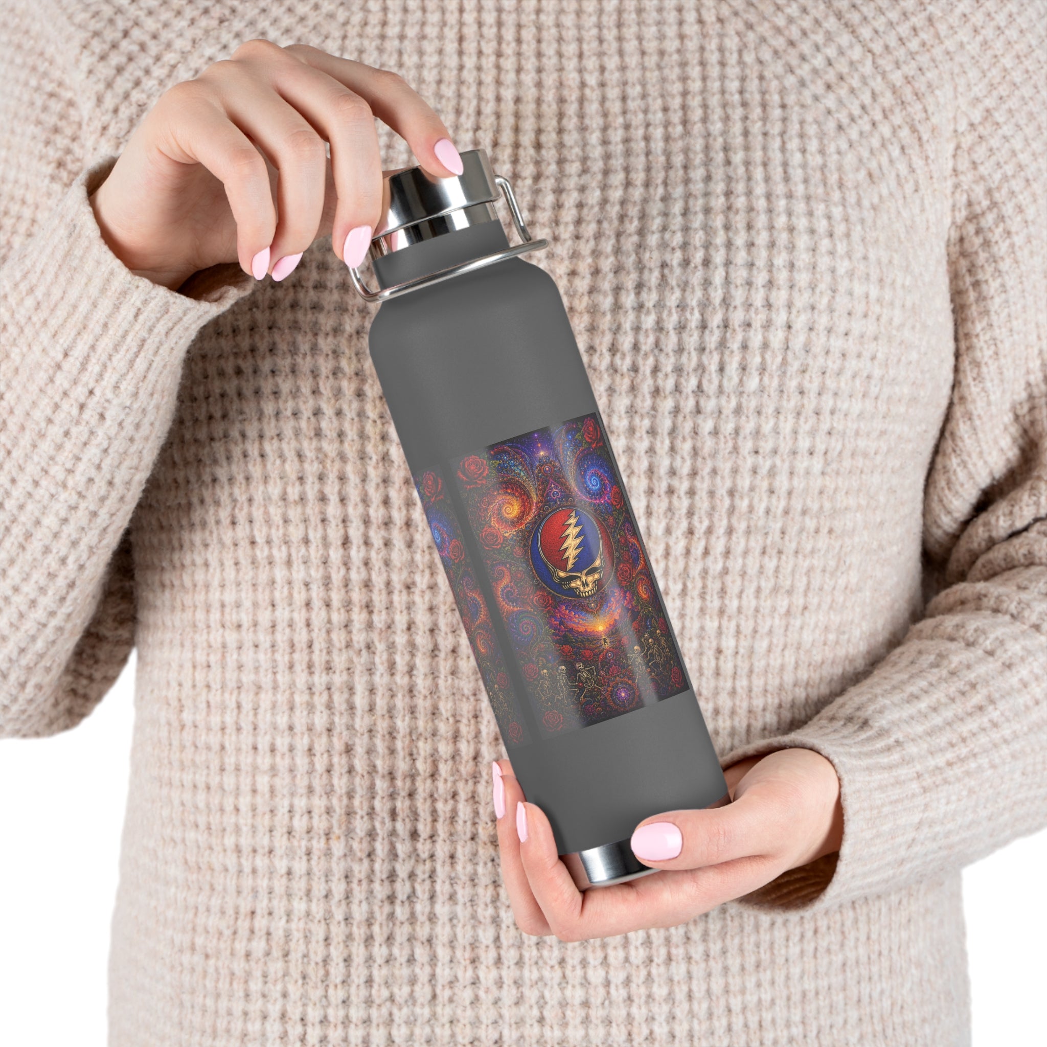 Psychedelic Grateful Dead Stealie Water Bottle, Vacuum Insulated Bottle