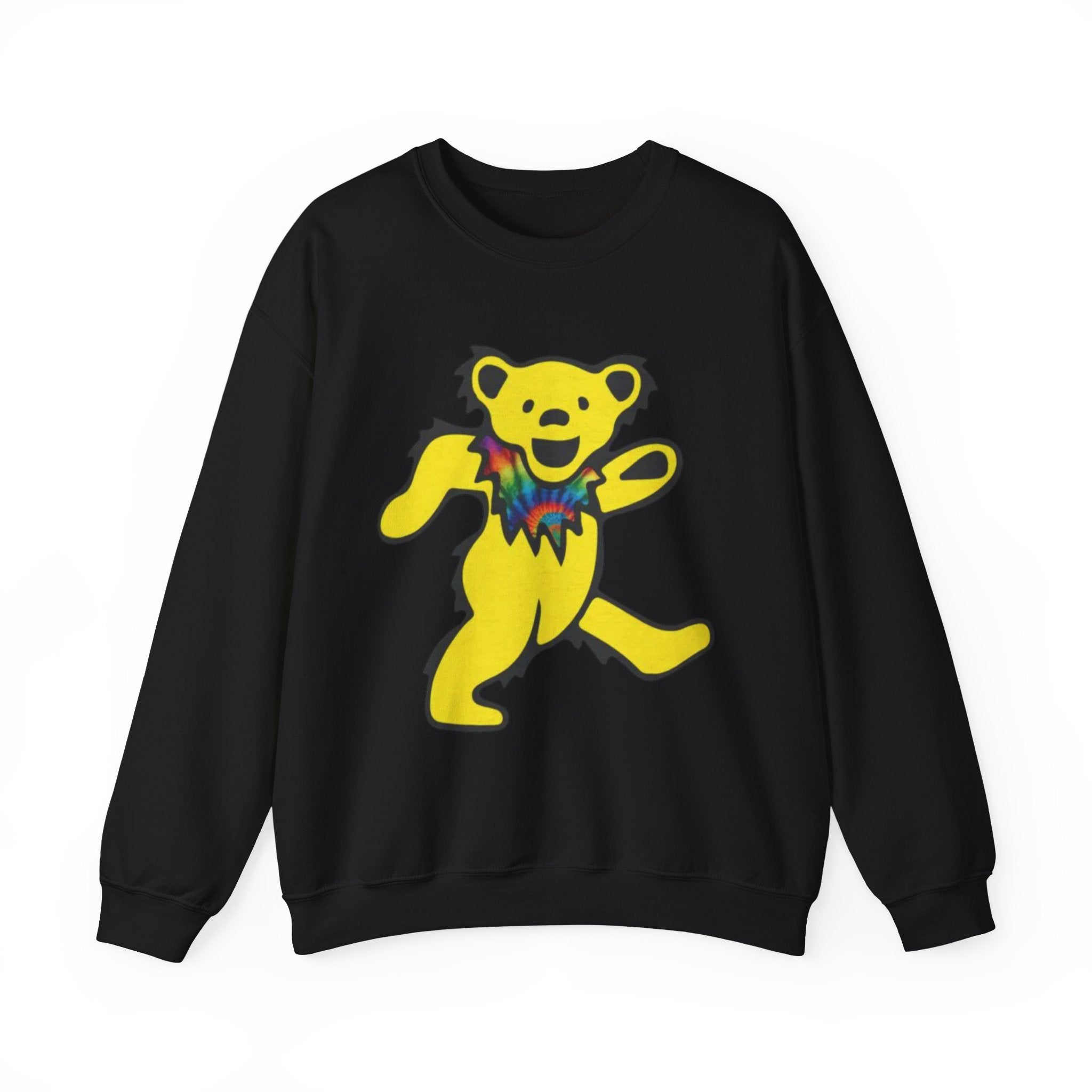 Grateful Dead Dancing Yellow Bear graphic Sweatshirt | Psychedelic Tie-Dye Collar