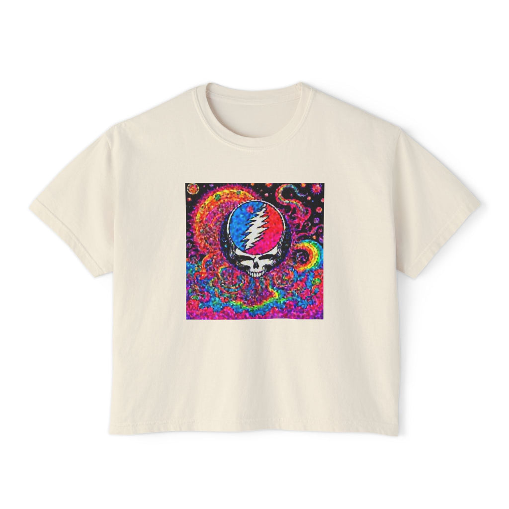 Psychedelic Skull & Lightning Tee | Grateful Dead Inspired Boxy Tee