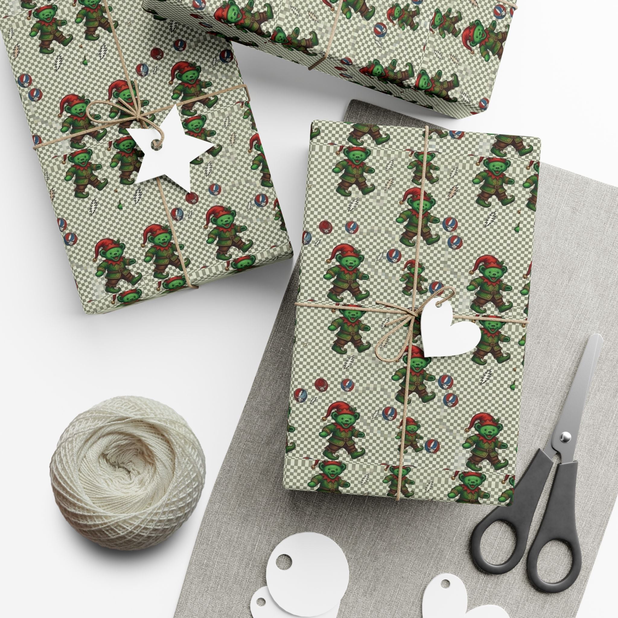 Grateful Dead Holiday Pattern Gift Wrap | Red Music Band Wrapping Paper
