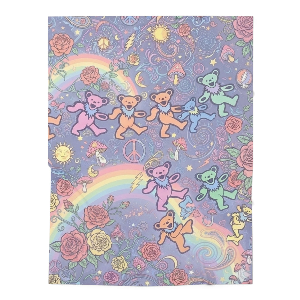 Grateful Dead, Gift for deadhead Dancing Rainbow Bears Baby Swaddle Blanket | Psychedelic Floral Peace