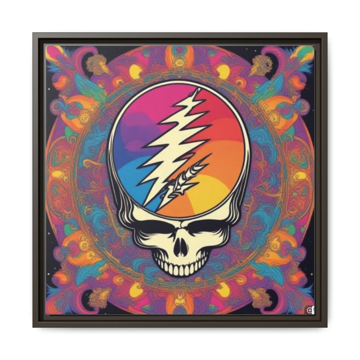 Psychedelic Lightning Skull Matte Canvas Framed | Grateful Dead Wall Art
